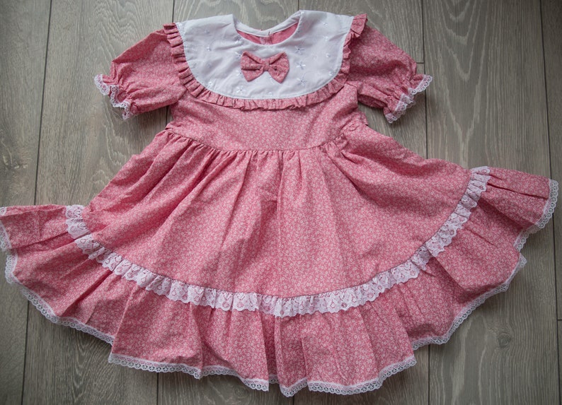 Pink Romany Dress Age 3yrs Cotton Baby Girl Vintage Spanish Ditsy