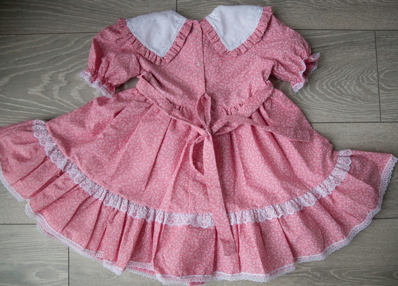 Pink Romany Dress Age 3yrs Cotton Baby Girl Vintage Spanish Ditsy