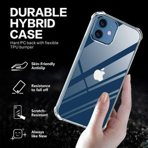 May include: A clear phone case with a blue and white striped pattern. The case is made from a durable hybrid material with a hard PC back and a flexible TPU bumper. The case is designed to protect your phone from scratches, drops, and bumps. The case also features a raised lip around the camera lens to protect it from scratches.