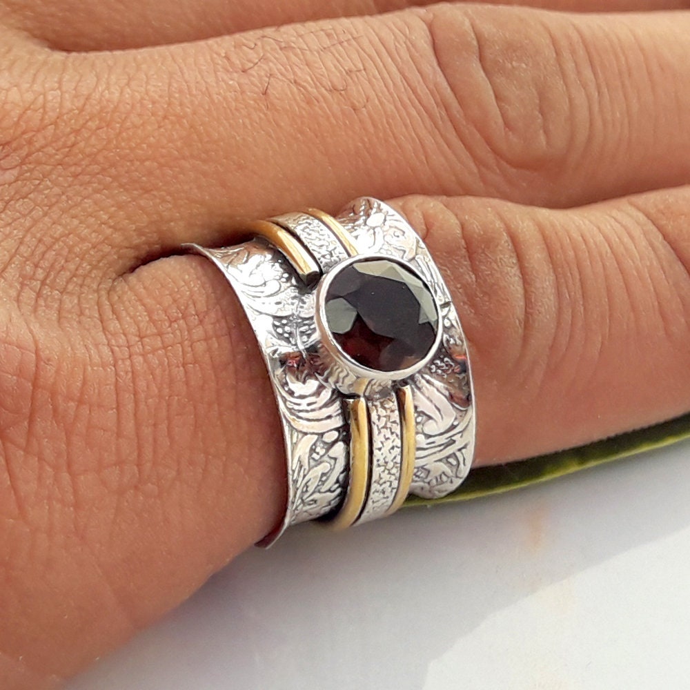 Spinner Band Ring Fidget Ring Spinner Meditation Ring Smoky Etsy