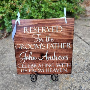 Hout gereserveerd stoel bord huwelijksceremonie gangpad bord bruiloft Loving Memory stoel gereserveerd gedenkteken gereserveerde stoel plaatskaart rustiek hout