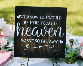 Wedding Memorial Sign/In loving memory/Heaven wedding sign/If heaven wasn't so far away/ No longer here sign/ Remembering loved ones