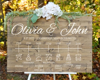 Wedding Welcome Timeline Wood Sign-Wood Wedding Sign-Wedding Order of Events-Personalized Wedding Sign-Custom Wedding Sign-Wedding Schedule