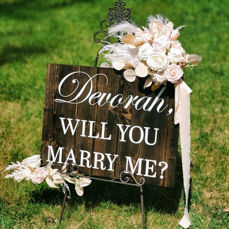 Will you marry me sign made from wood. Large Proposal sign