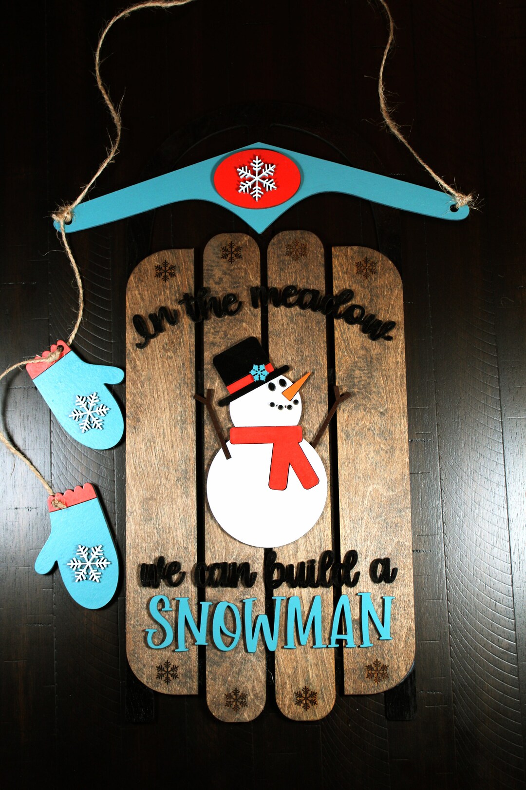 Snowman Sled Door Hanger/ Sled Door Hanger/ Christmas Snowman Hanging ...