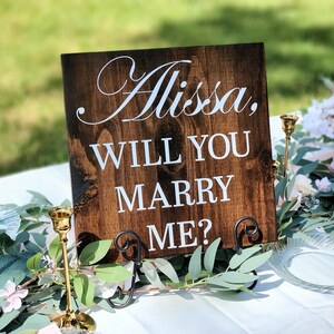Proposal signs made from wood for special events. Pop the question wood sign