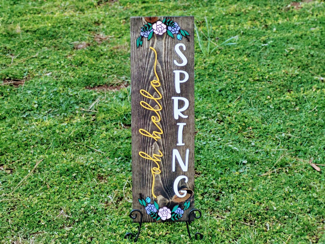 Oh Hello Spring/ Spring Wood Sign/ 3D Wood Spring Floral Sign/ Spring ...