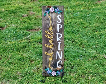 Oh Hello Spring/ Spring Wood Sign/ 3D Wood Spring Floral Sign/ Spring Home Sign/ Wood Layered Spring Sign/Porch Spring Sign/ Hello Spring