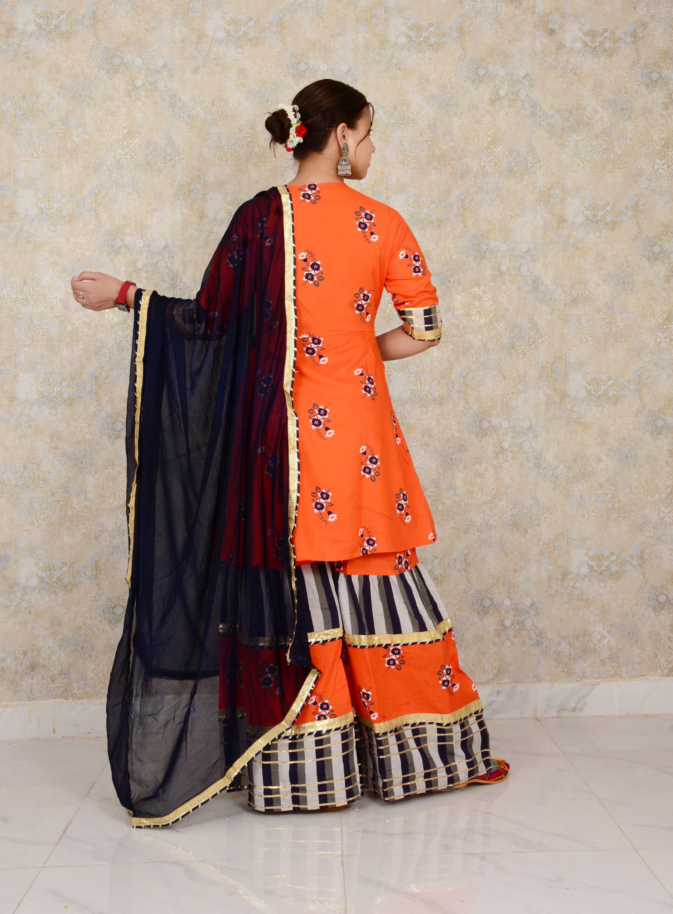 PRINTED DESIGNER SHORT KURTI & GHARARA PANTS main image 1