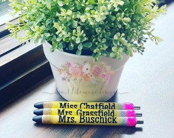 Teacher Pencil Pen | Custom Teacher Gift | Glitter Pen