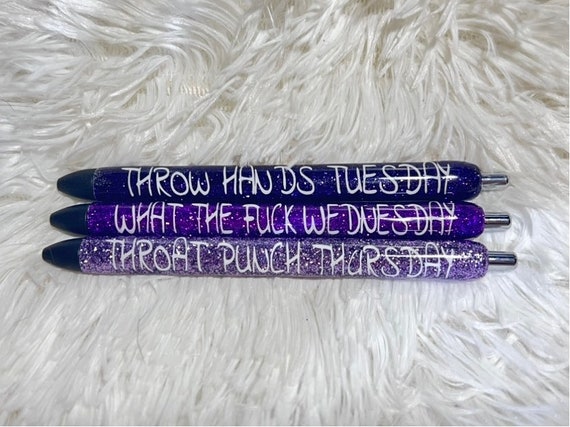 Work Sucks Day of the Week Pen Set Funny Work Pens Glitter Pens 