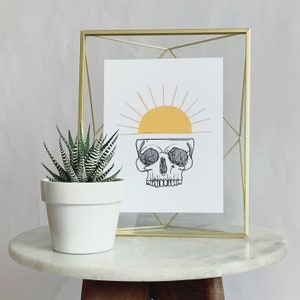 Yellow Sun Skull Print