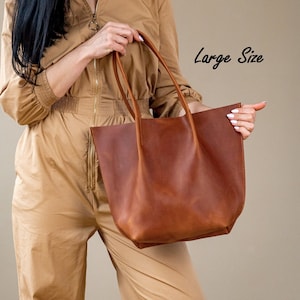 Large tote bag, Shopping leather bag, Tote leather bag, Leather tote bag, Woman leather tote, Woman shoulder bag, Genuine leather tote