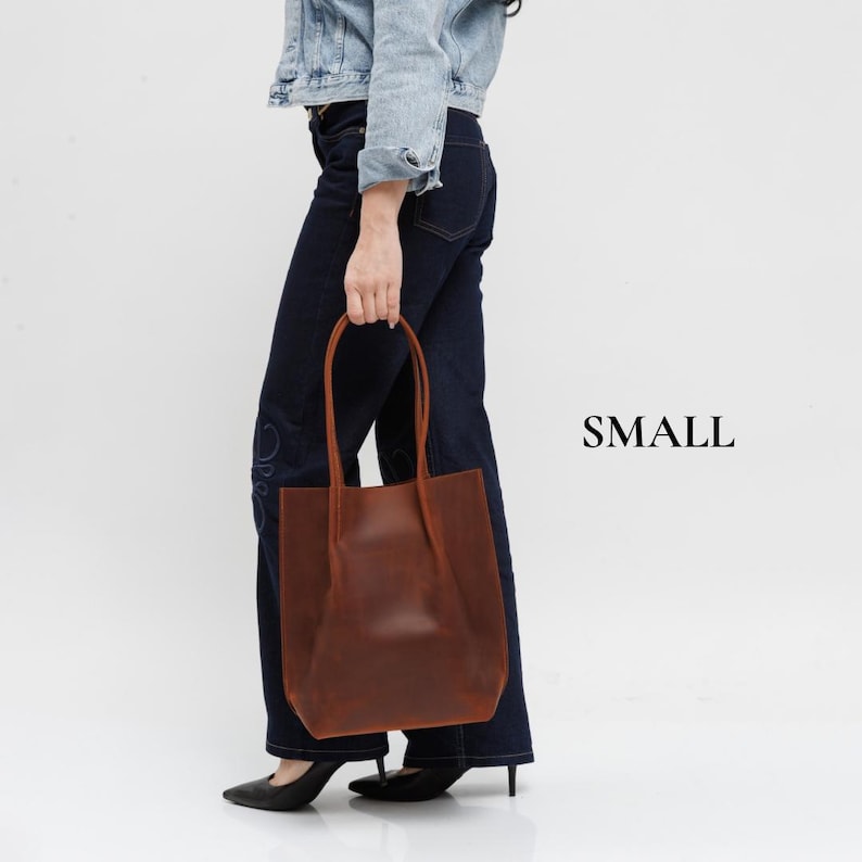 Large Leather Tote Bag with Zipper for Women — Handmade Laptop Work Bag, Tassel & Personalized Gift for Her image 9
