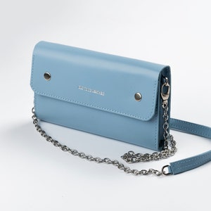 Bolso de piel, Bolso de hombro, Bolso azul, Bolso pequeño, Bolso con cremallera, Bolso de mujer, Regalo para ella, Regalo de cumpleaños, Bolso bandolera