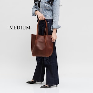 Large Leather Tote Bag with Zipper for Women — Handmade Laptop Work Bag, Tassel & Personalized Gift for Her image 8
