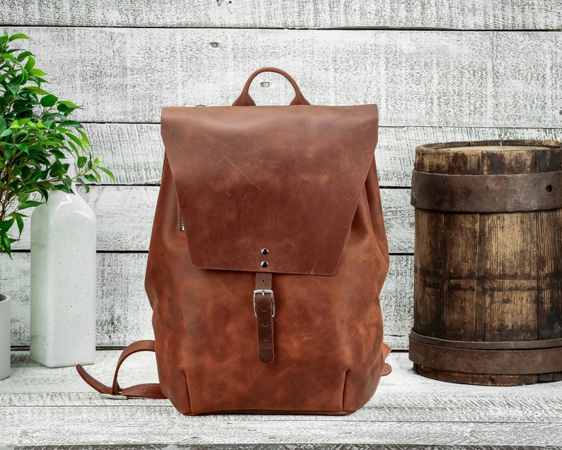 Leather backpack, Travel backpack, Duffle backpack, Unisex backpack, Genuine leather, Carry-on baggage, Leather rucksack, Birthday gift idea image 5