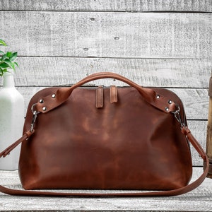 Man weekender bag, Leather travel bag, Carry-on baggage, Duffle leather bag, Crossbody bag, Sports bag, Unisex leather bag, Cognac bag image 7