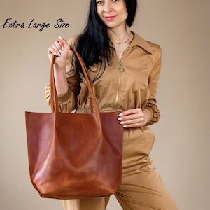 Sac fourre-tout en cuir, petit fourre-tout en cuir, fourre-tout en cuir pour femme, sac fourre-tout cognac, sac à bandoulière pour femme, fourre-tout en cuir véritable, sac fourre-tout décontracté image 6