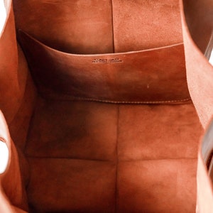 Cognac hobo bag, Shopping leather bag, Tote leather bag, Leather tote bag, Woman leather tote, Woman shoulder bag, Genuine leather tote image 5