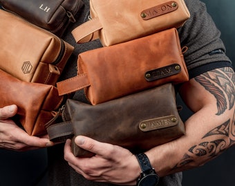 Borsa da toilette da uomo, borsa cosmetica per uomo, regalo personalizzato, borsa da viaggio per uomo, borsa da viaggio in pelle, borsa cosmetica da uomo, Idee regalo per uomo