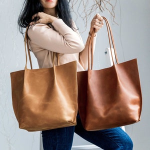 Extra large tote bag, Shopping leather bag, Tote leather bag, Leather tote bag, Woman leather tote, Woman shoulder bag, Genuine leather tote image 1