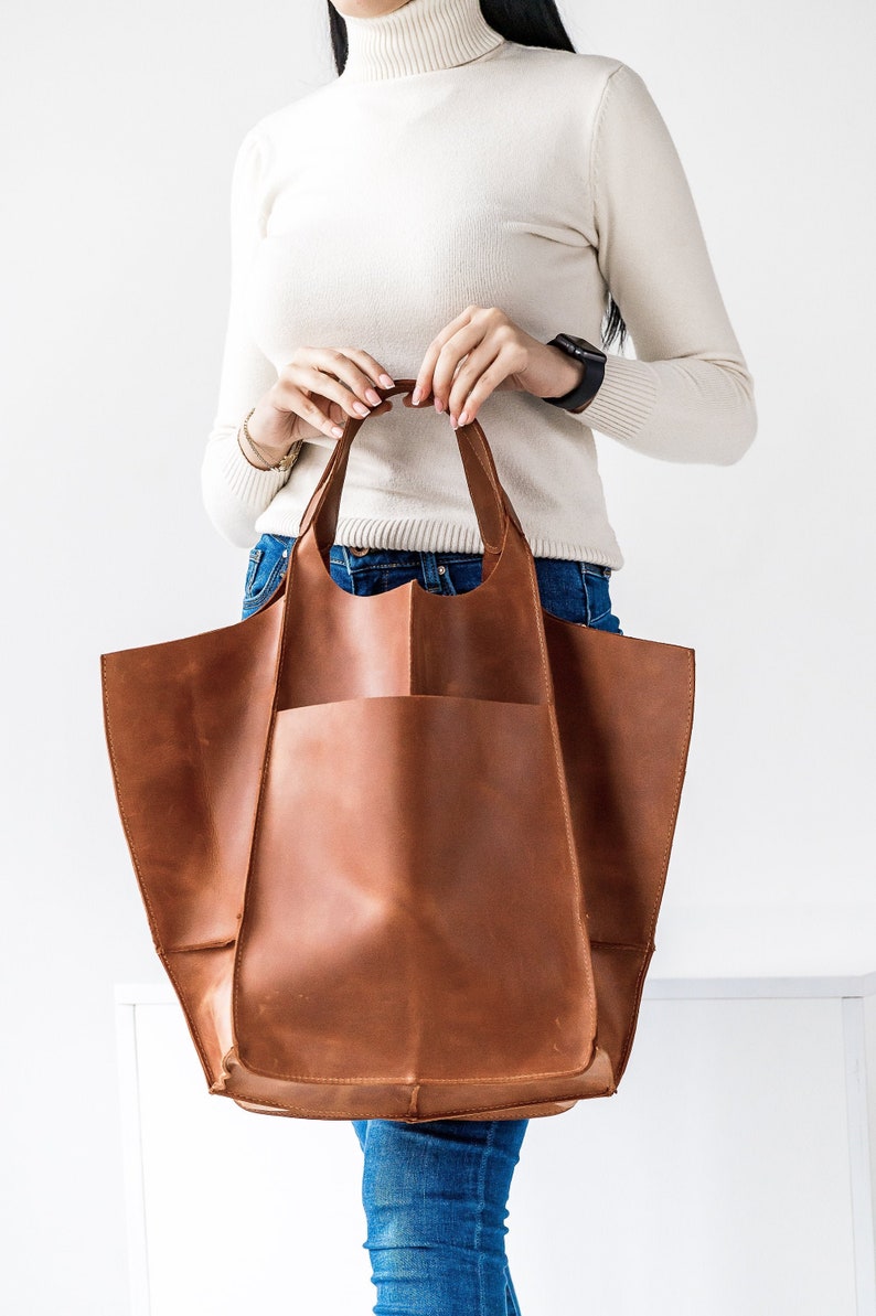 Cognac Hobo Tasche, Einkaufstasche, Tote Leder Tasche, LederTasche, Damen LederTasche, Damen Schultertasche, Echtleder Tasche Bild 1