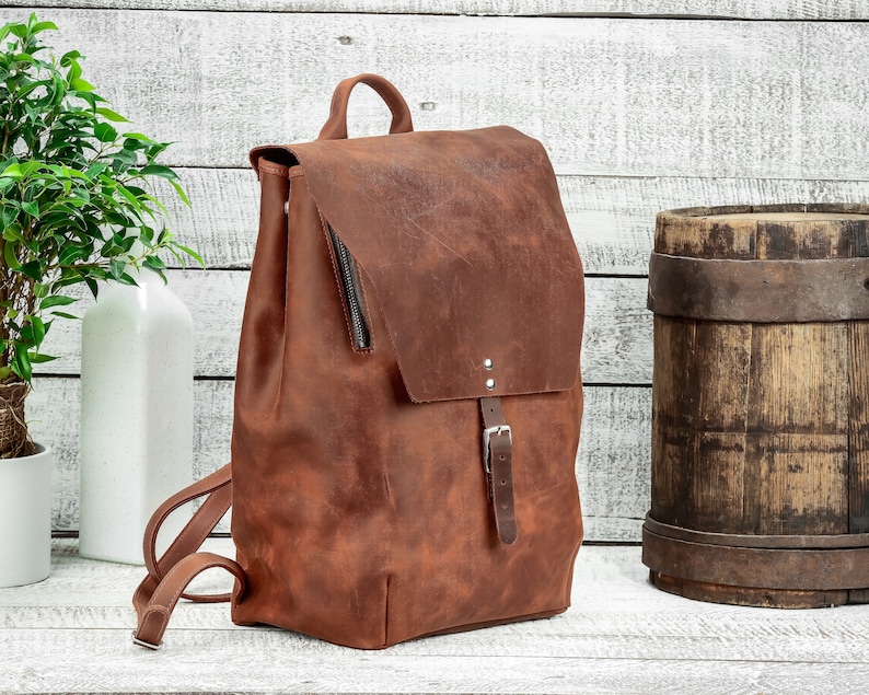 Backpack for gym Unisex backpack Natural leather Rucksack Duffel backpack Large leather backpack Leather backpack Leather rucksack