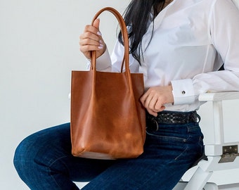 Mini leather bag, Small leather tote, Woman leather bag, Shoulder leather bag, Vintage leather tote, Boho leather bag, Leather tote bag