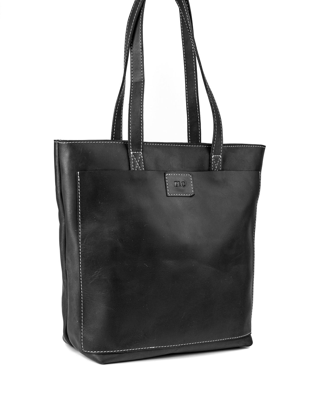 Black Leather Tote, Tote Leather Bag, Personalized Bag, Shopping