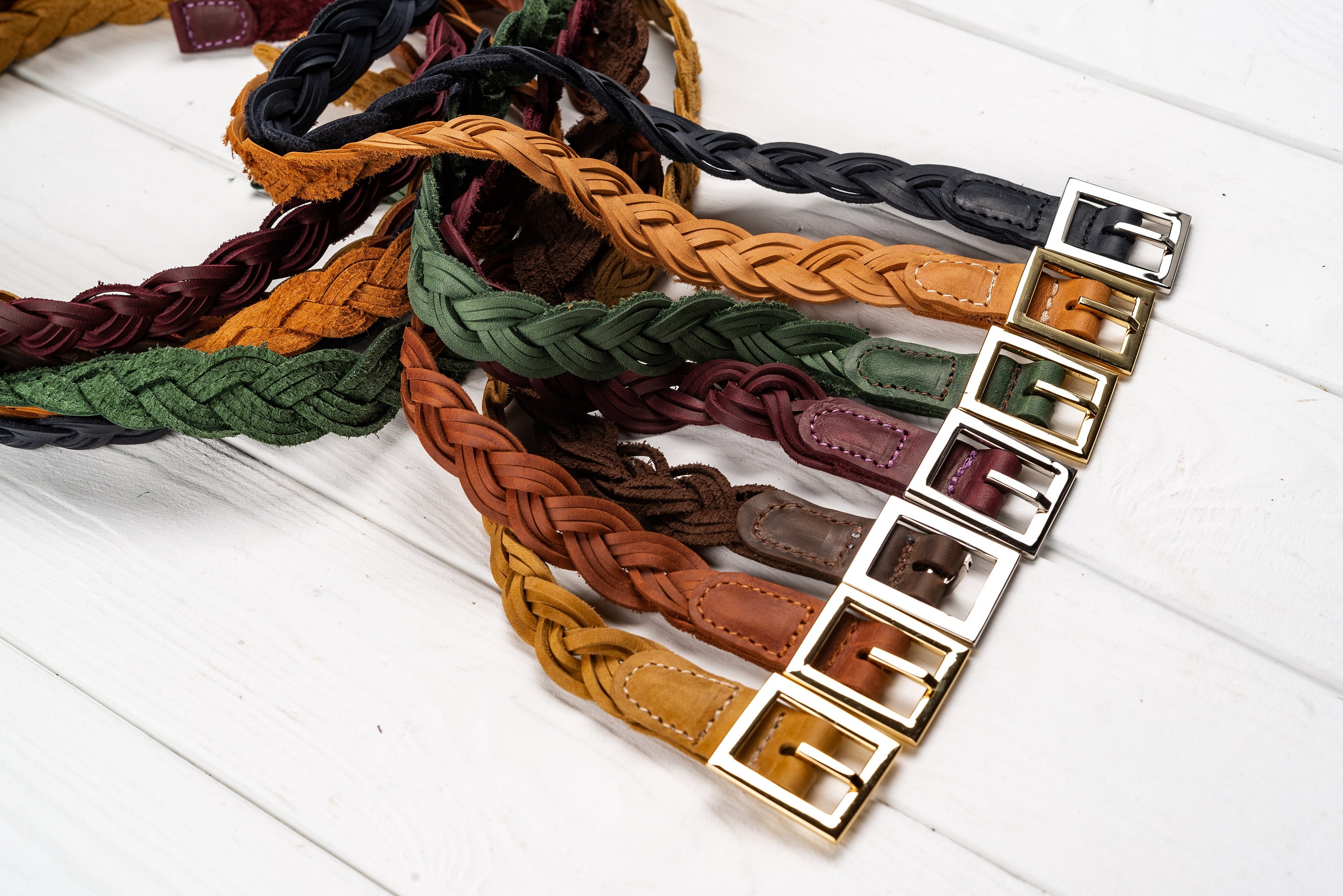braided leather belt womens
