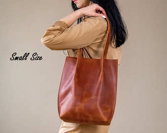 Small leather bag, Leather tote bag, Tote leahter bag, Shoulder leather bag, Woman shopping bag, Gift for girlfriend, Woman travel bag
