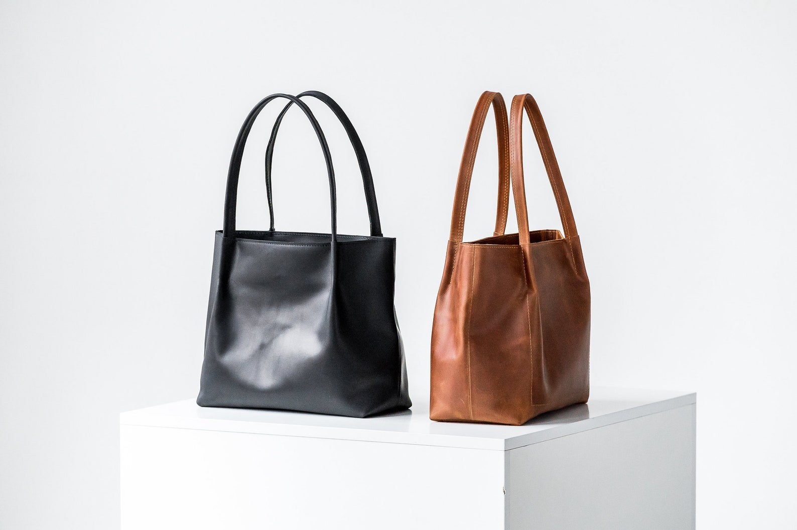 Black Leather Tote Bag main image 1