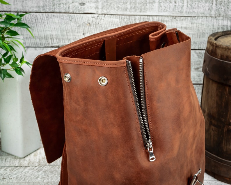 Backpack for gym Unisex backpack Natural leather Rucksack Duffel backpack Large leather backpack Leather backpack Leather rucksack