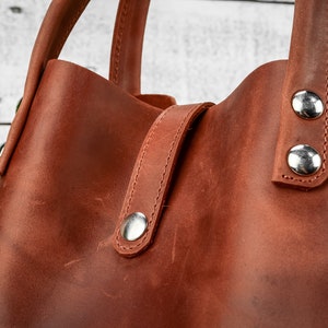 Cognac leather tote, Tote leather bag, Leather tote bag, Handmade leather bag, Shoulder leather bag, Leather laptop bag, Crossbody bag, Gift image 6