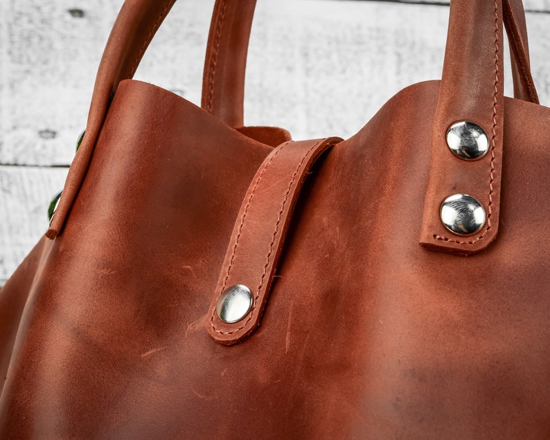 Cognac leather tote, Tote leather bag, Leather tote bag, Handmade leather bag, Shoulder leather bag, Leather laptop bag, Crossbody bag, Gift image 6