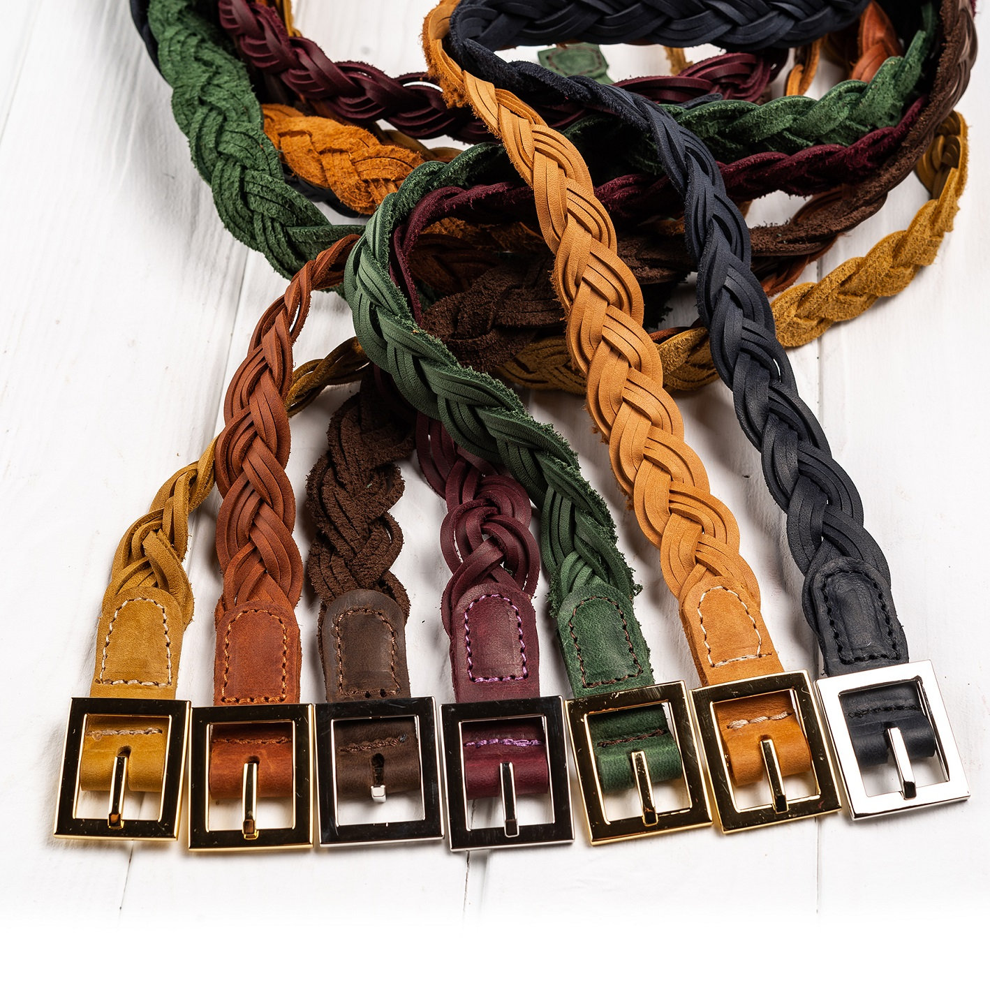 braided leather belt womens