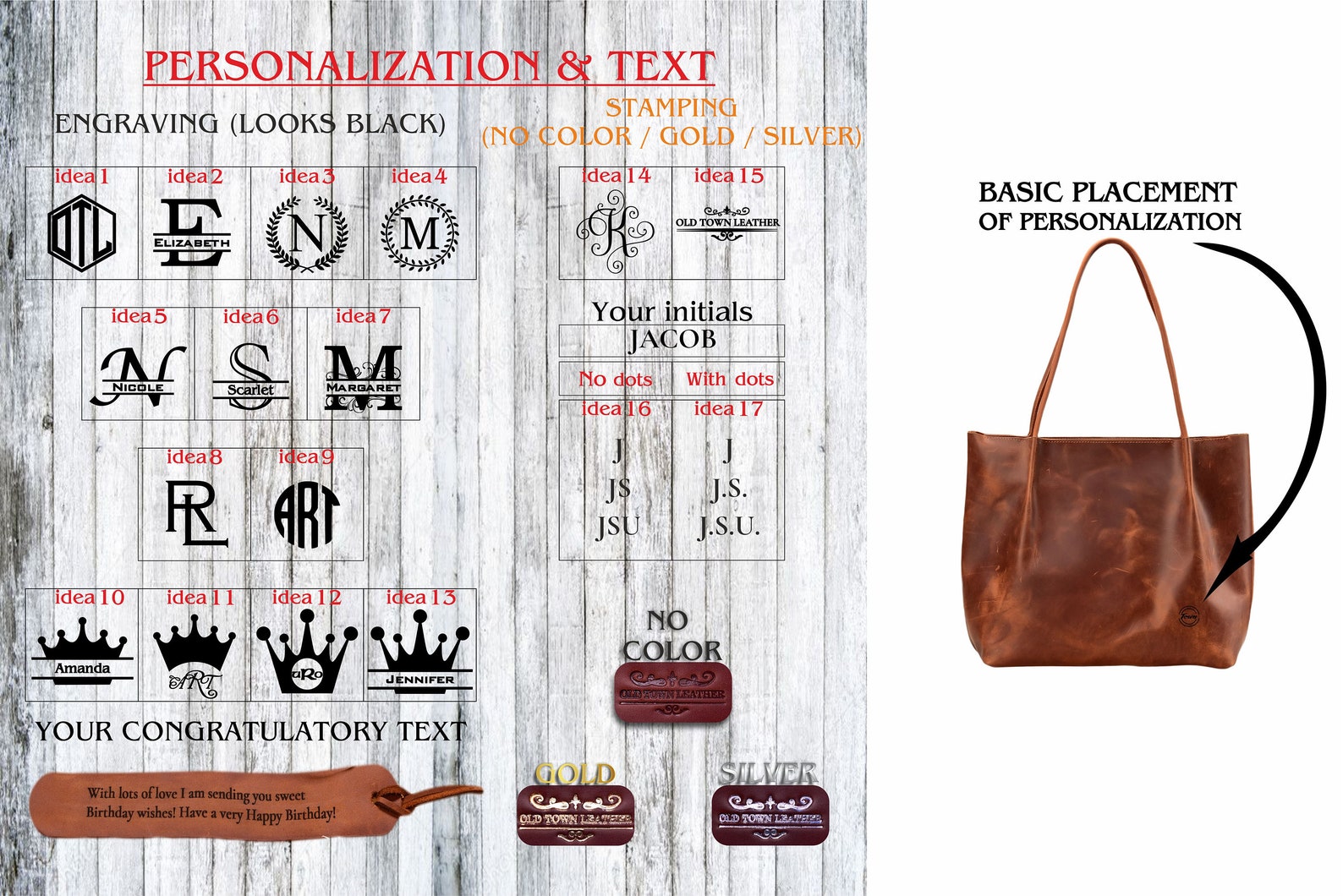 Pattern Print Champagne Leather Tote Bag main image 1