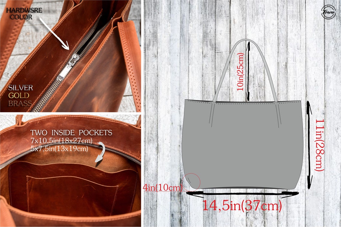 Cognac Leather Tote Woman Leather Bag Leather Tote Bag Tote - Etsy