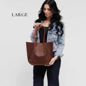 Large Leather Tote Bag with Zipper for Women — Handmade Laptop Work Bag, Tassel & Personalized Gift for Her image 7