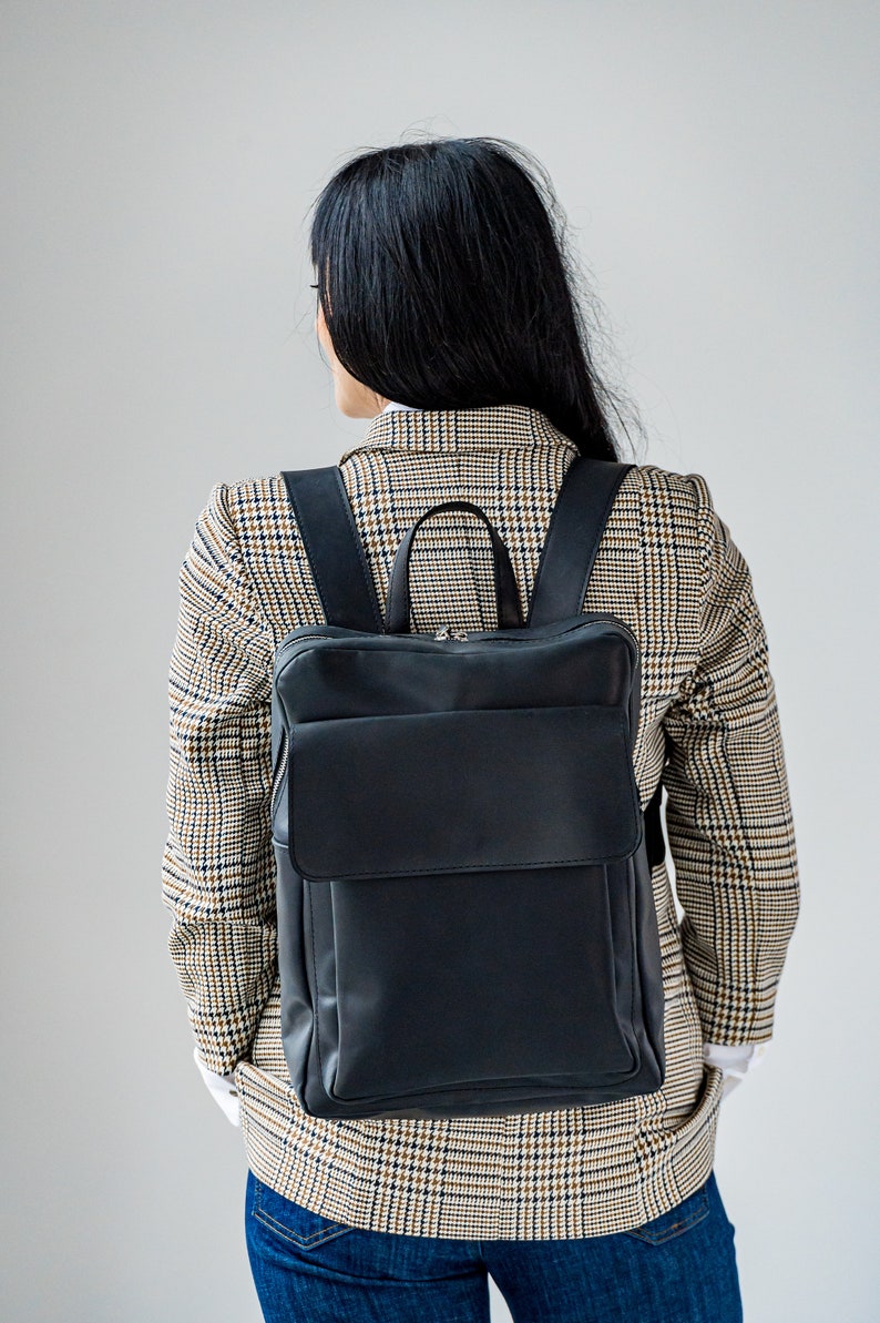 Large backpack, Leather backpack, Laptop backpack, Unisex backpack, Gift for birthday, Travel backpack, Personalized gift, Roomy backpack image 3