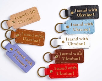 Ich stehe mit Ukraine, Leder Schlüsselanhänger, Aus der Ukraine, Schlüsselring, personalisierter Schlüsselbund, Geschenk für sie, Geschenk für ihn, Geschenk, Lederzubehör