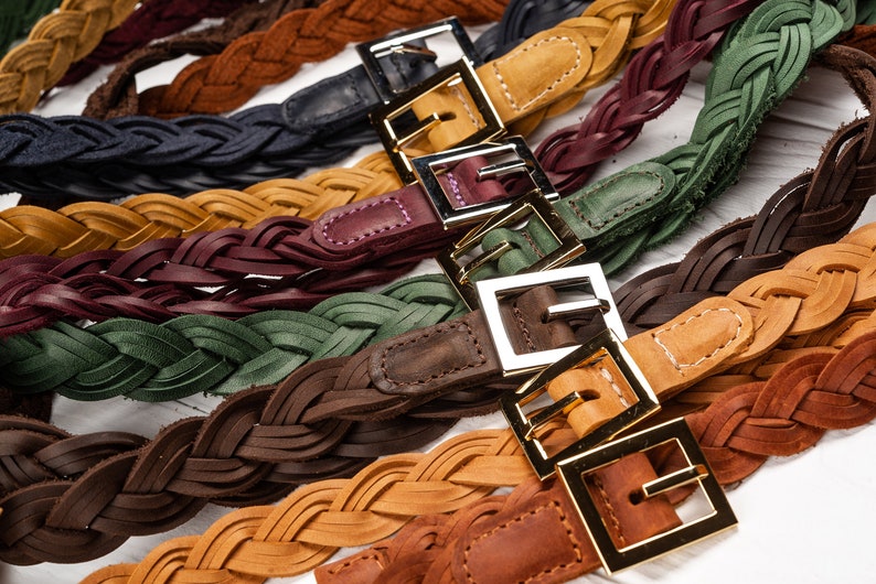 braided leather belt womens