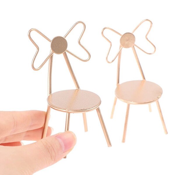 1:12 Miniature Dollhouse Bow Chair Wire Seat Cabana Summer Modern Miniatures Mini Maileg Mice Party Outdoor Furniture Mini Patio