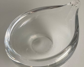 Schwedische Vintage handgemachte Glasschale von Åhus glashytta - signiert