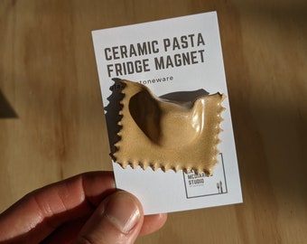 Ravioli Ceramic Pasta Fridge Magnet | Fridge Magnet | Ceramic Sculpture | Kitchen | Pasta Shapes | Pasta Lovers | Handmade Ceramics