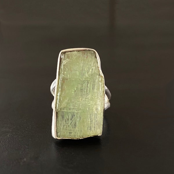 Raw Green Kyanite Ring