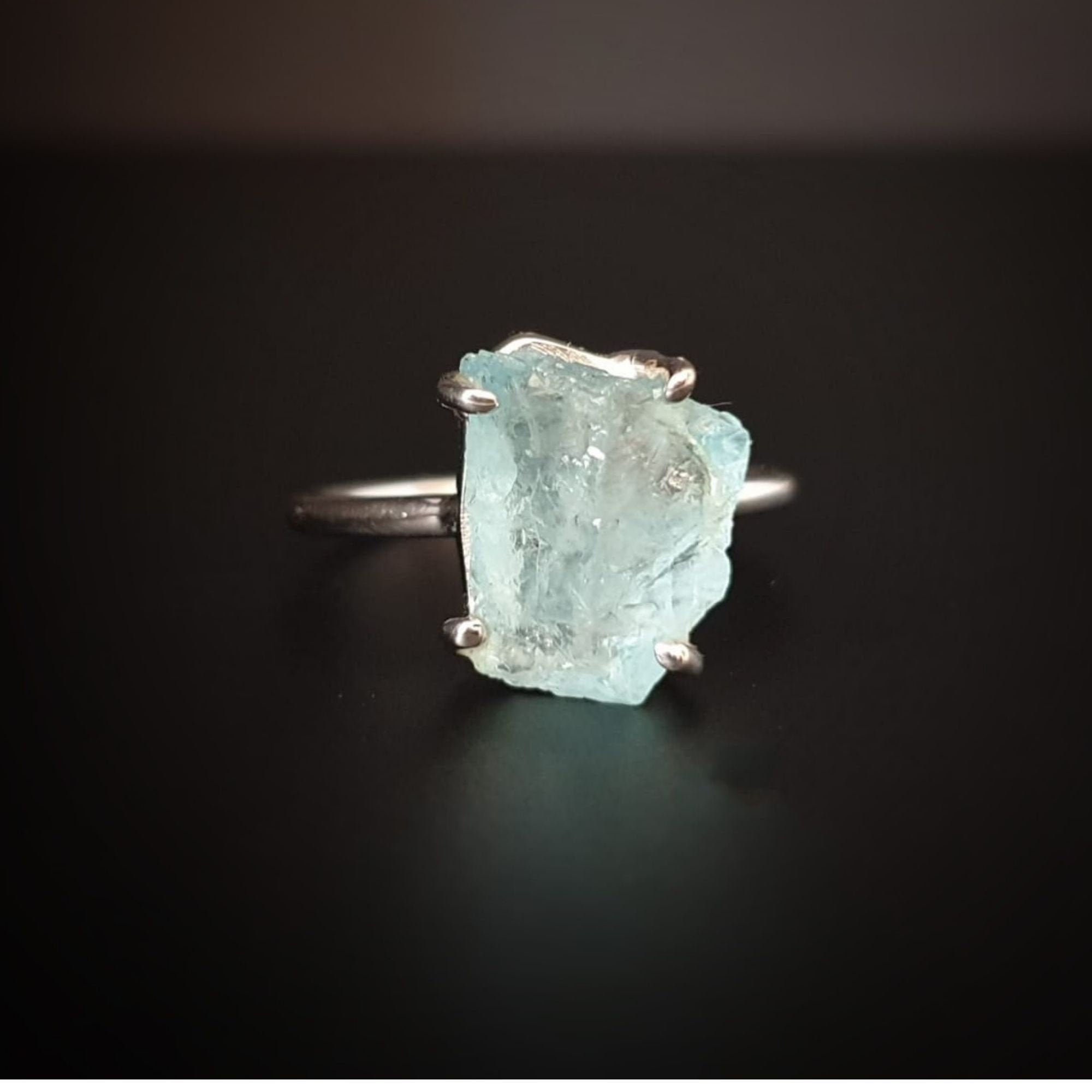 Raw Aquamarine Ring - Etsy UK