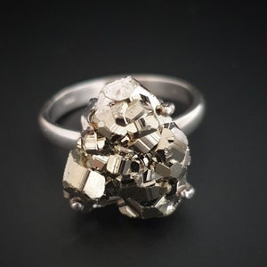 Raw Pyrite Prong Ring