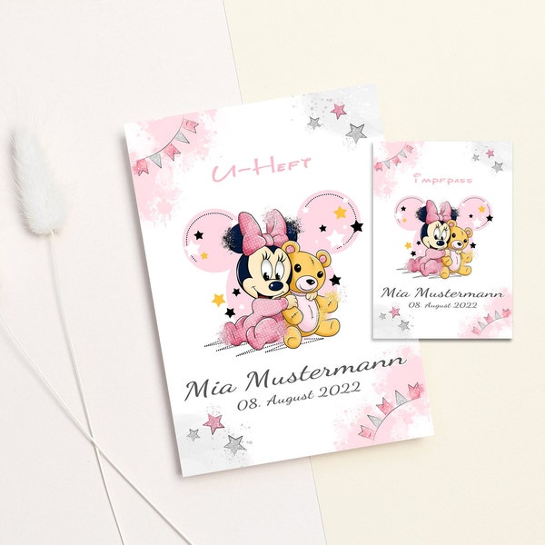 U-Heft Uhefthülle Impfpass Reisepass Impfpasshülle Hülle Untersuchungsheft Umschlag Babygeschenk Neugeborenes Kind Geschenk personalisiert